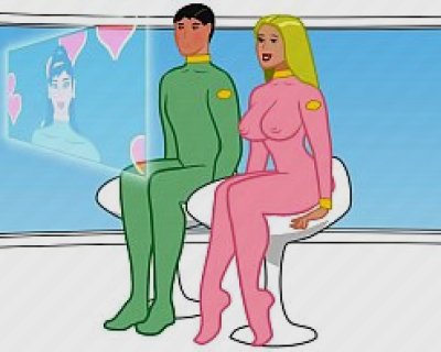 Pink Sex Machine Two People Standing and One Person Sitting Behind The Other