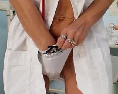 Skinny Nurse Blows Her Pussy