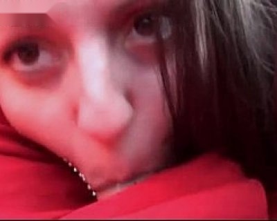 Young girl with long eyelashes deep throating her mouth