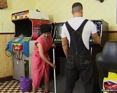hairy granny takes young cock on