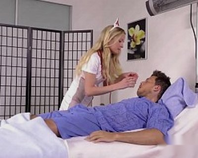 A nurse is putting a small pill onto a mans tongue.