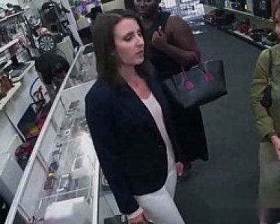 cheeky shop owner bangs customers