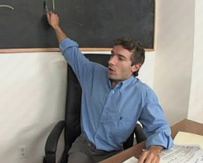 A fucker gestures with his hand. (Finger pointing at chalkboard)