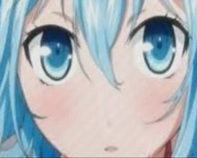 A girl appears to be looking at you. She is wearing a red tie.