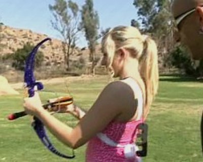 Cute Teen Kylie Reese Shoots Bow and Arrow