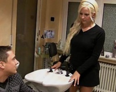 bimbo holding a sink handle. (375)
