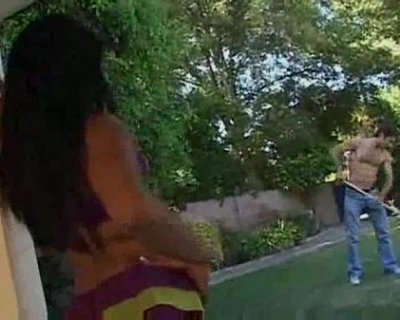 Lyla Lei as the dirty wife gagging on gardener