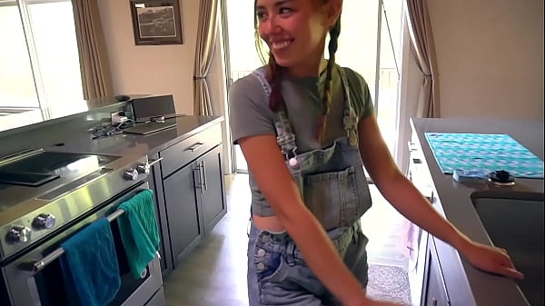 Redhead Maid BrandiBraids Takes First Time Blow Job: Busty Teen Cum Swallow Adventure