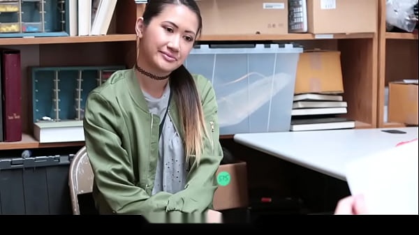 Jade Noir: Asian Hottie Caught Red-Handed Stealing in Office, Cop Can't Resist
