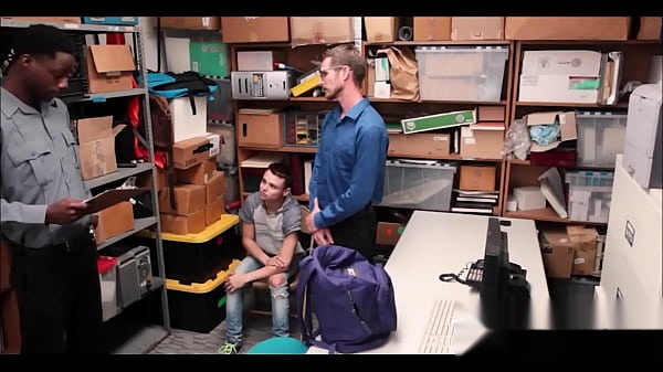 Twink Boy Steals from Store, Steps into Threesome with Dad and Big Gay Black Guard, No Cops Around
